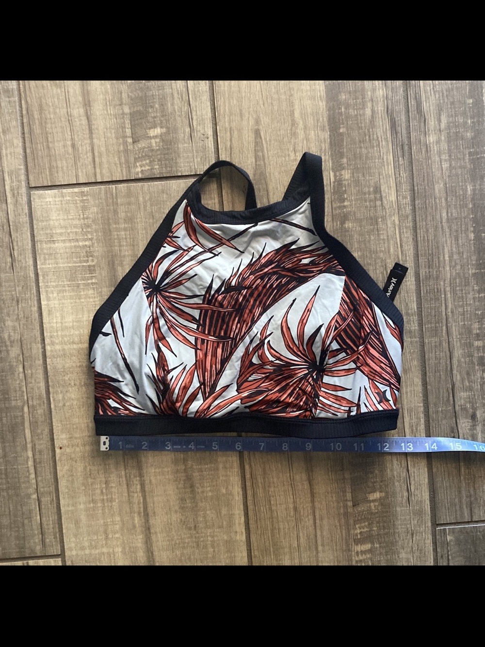 Hurley Women's Bikini Top - Black and Brown Floral